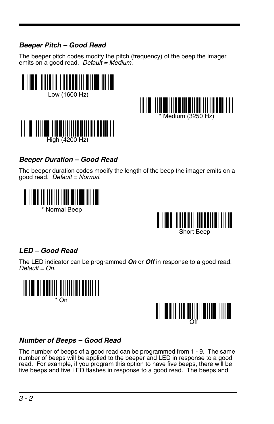 Beeper pitch – good read, Beeper duration – good read, Led – good read | Number of beeps – good read | HandHeld Entertainment 4600r User Manual | Page 50 / 244