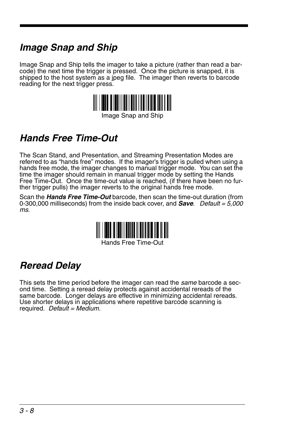 Image snap and ship, Hands free time-out, Reread delay | HandHeld Entertainment 4600r User Manual | Page 56 / 244