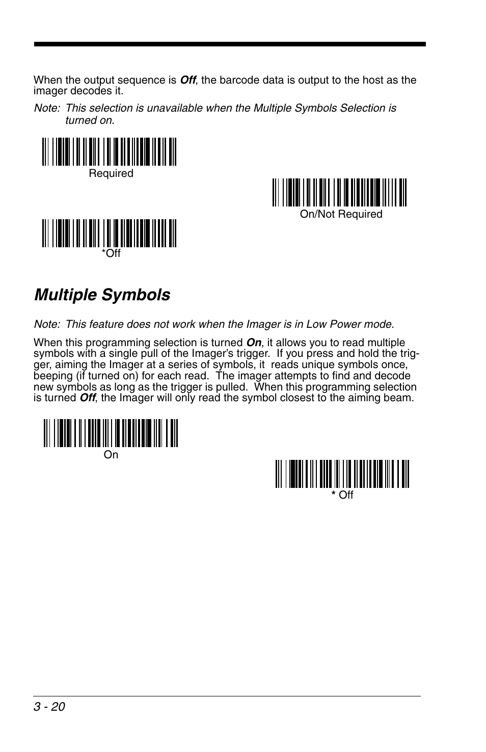 Multiple symbols, Multiple symbols -20, His selection is unavailable when | HandHeld Entertainment 4600r User Manual | Page 68 / 244