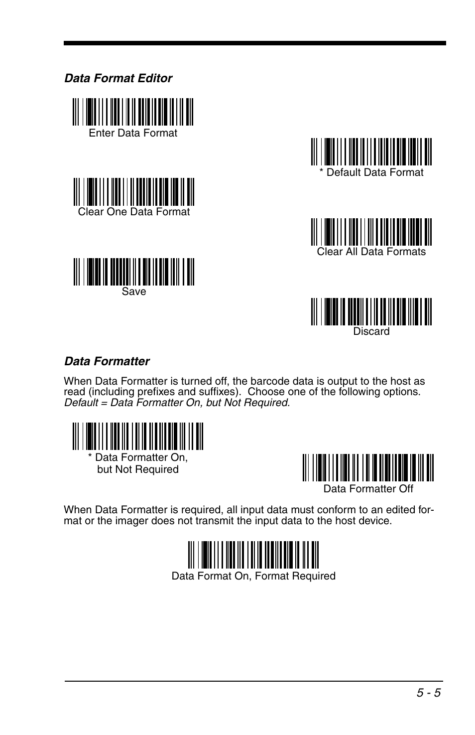 Data format editor, Data formatter, Data format editor -5 data formatter -5 | Code on | HandHeld Entertainment 4600r User Manual | Page 85 / 244