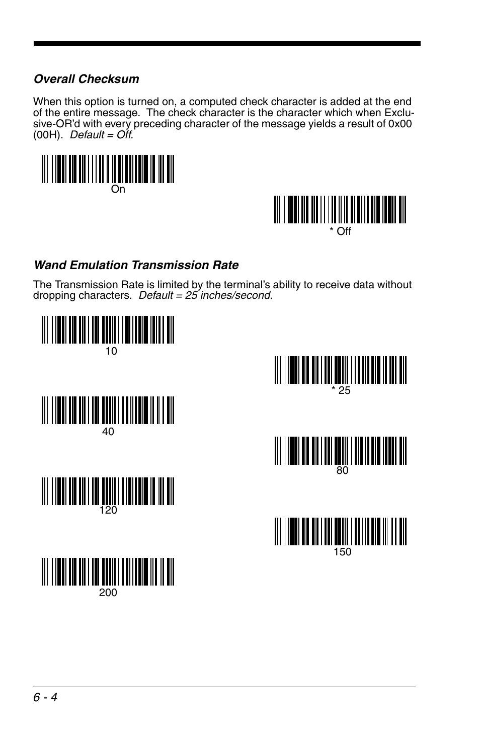 Overall checksum, Wand emulation transmission rate | HandHeld Entertainment 4600r User Manual | Page 90 / 244