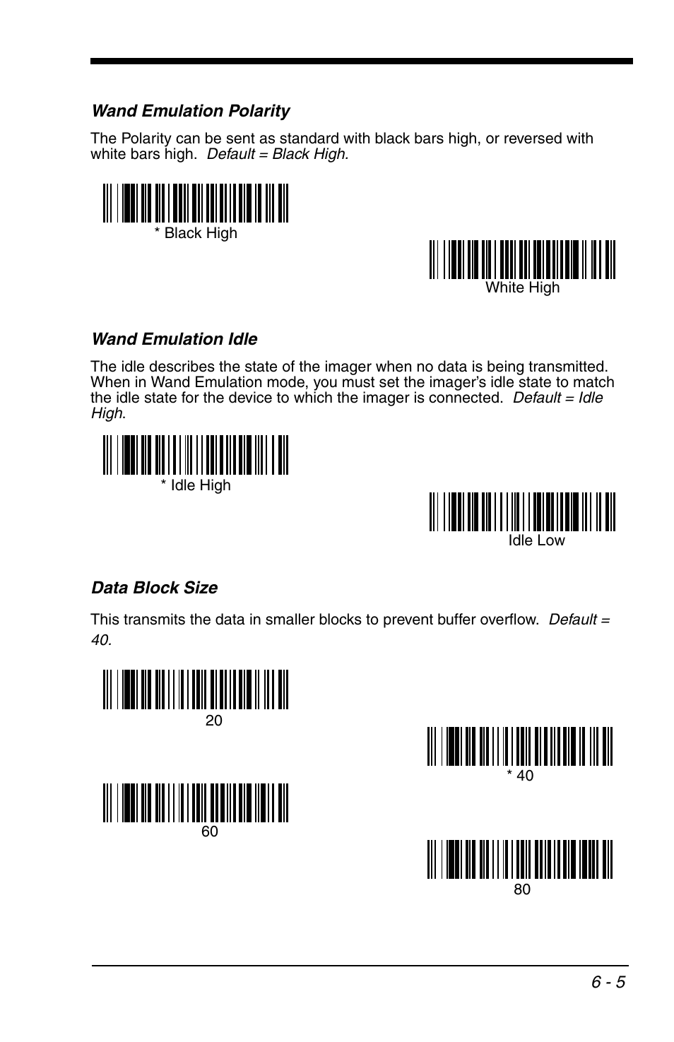 Wand emulation polarity, Wand emulation idle, Data block size | HandHeld Entertainment 4600r User Manual | Page 91 / 244