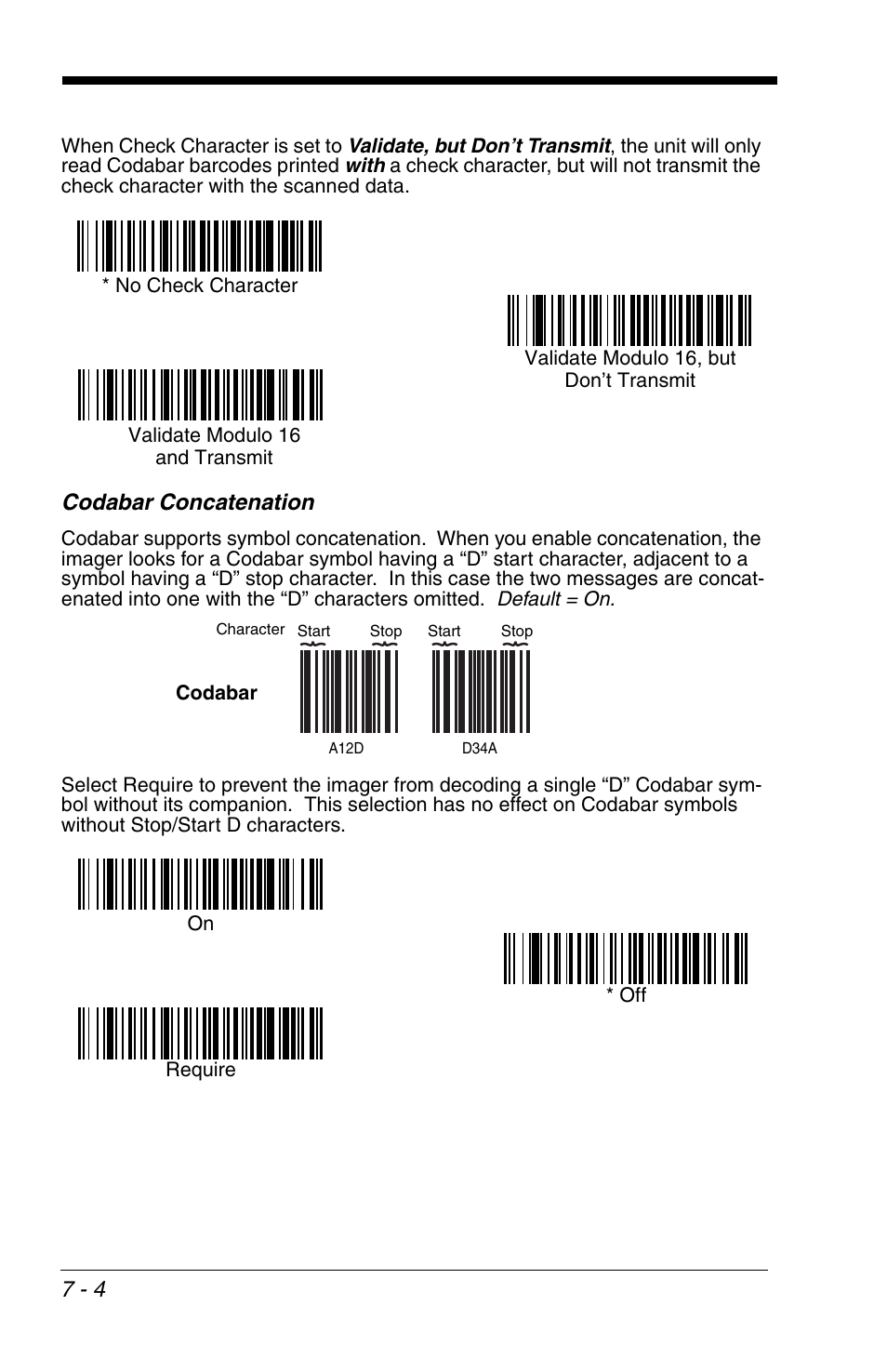 Codabar concatenation, Codabar concatenation -4 | HandHeld Entertainment 4600r User Manual | Page 98 / 244