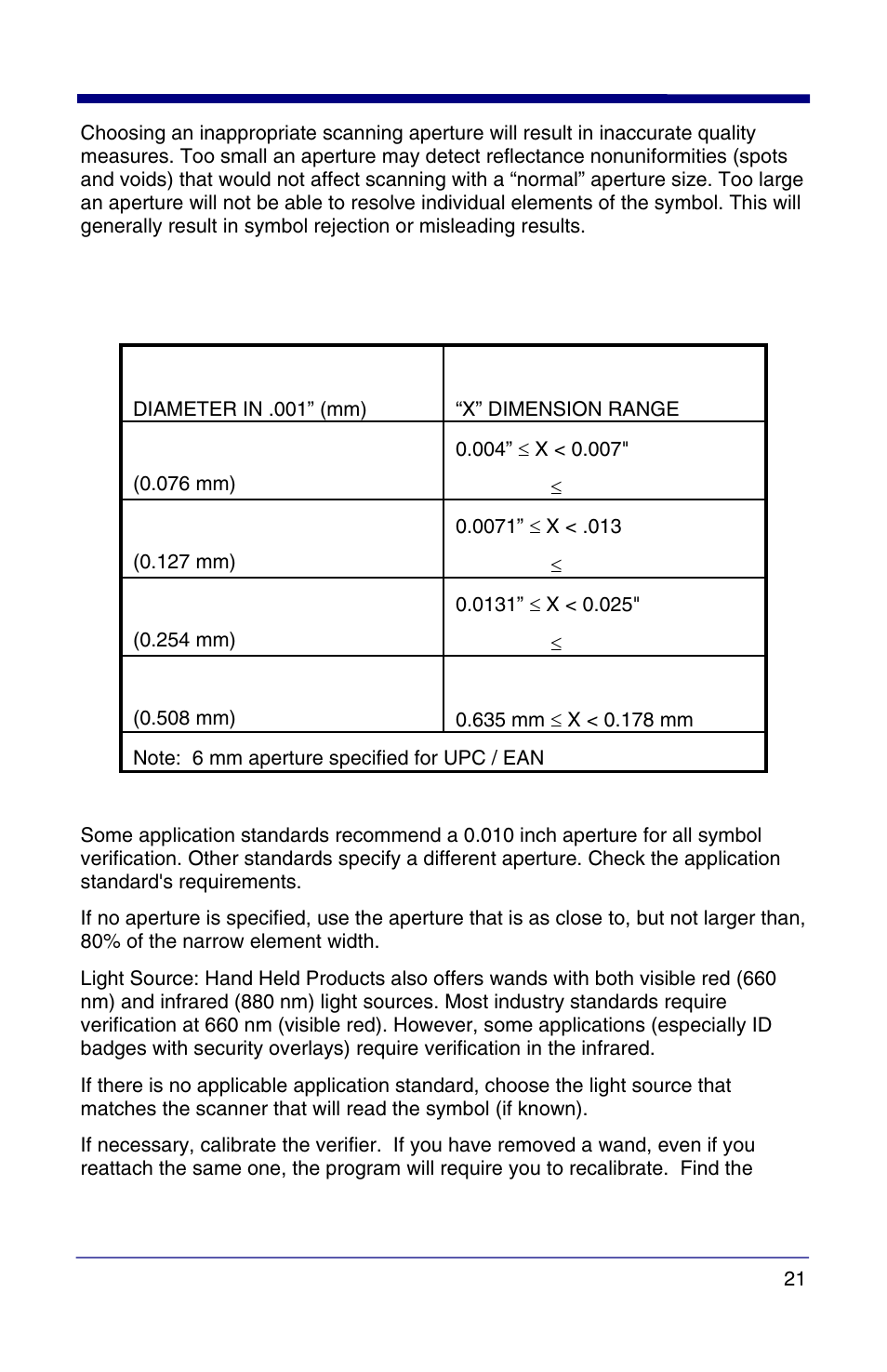 Wand/mouse aperture selection | HandHeld Entertainment Quick Check PC600 User Manual | Page 29 / 72