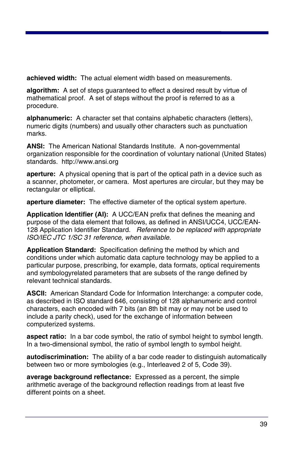 Glossary of terms | HandHeld Entertainment Quick Check PC600 User Manual | Page 47 / 72