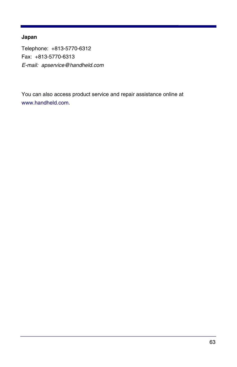 Online product service and repair assistance | HandHeld Entertainment Quick Check PC600 User Manual | Page 71 / 72