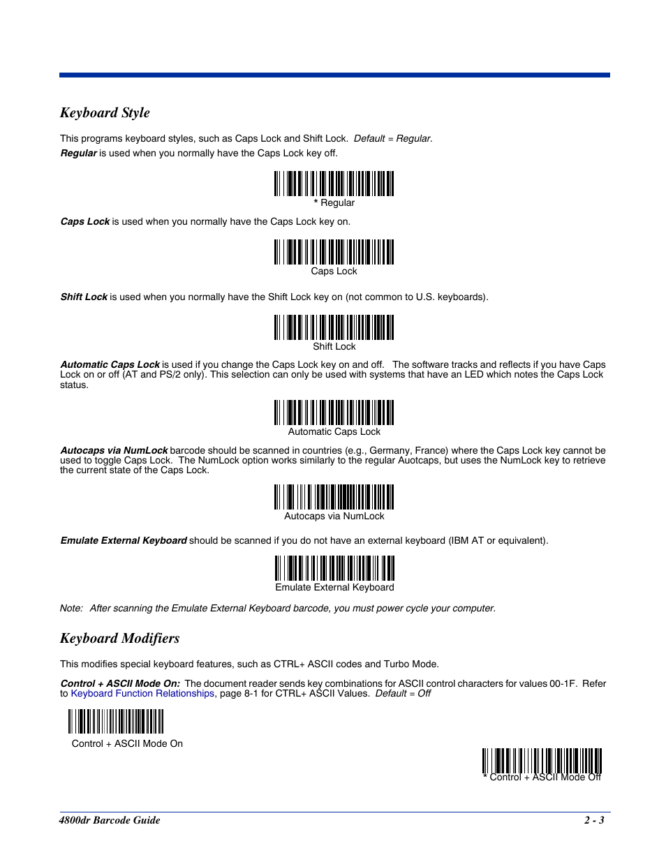 Keyboard style, Keyboard modifiers, Keyboard style -3 keyboard modifiers -3 | HandHeld Entertainment Document Reader 4800dr User Manual | Page 19 / 140