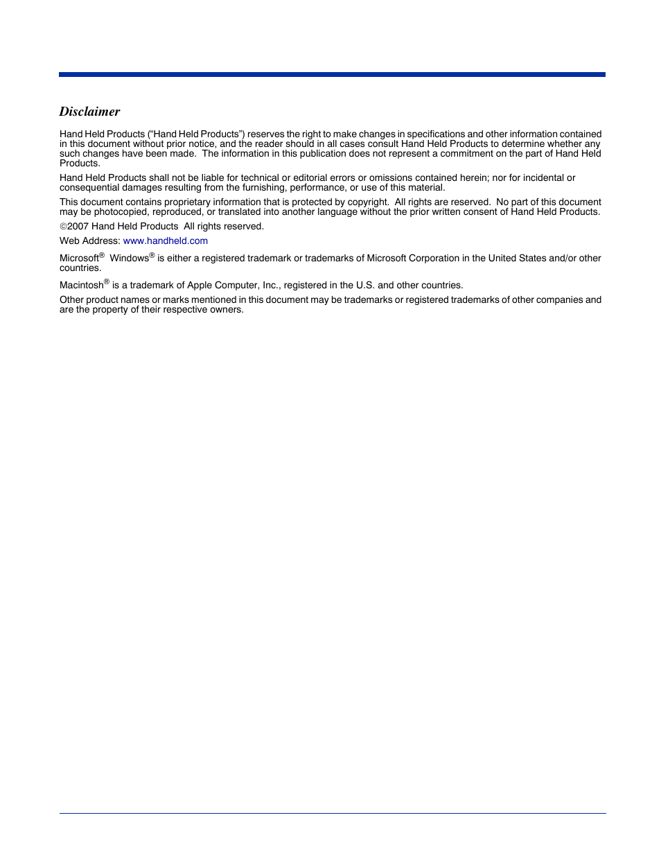 Disclaimer | HandHeld Entertainment Document Reader 4800dr User Manual | Page 2 / 140