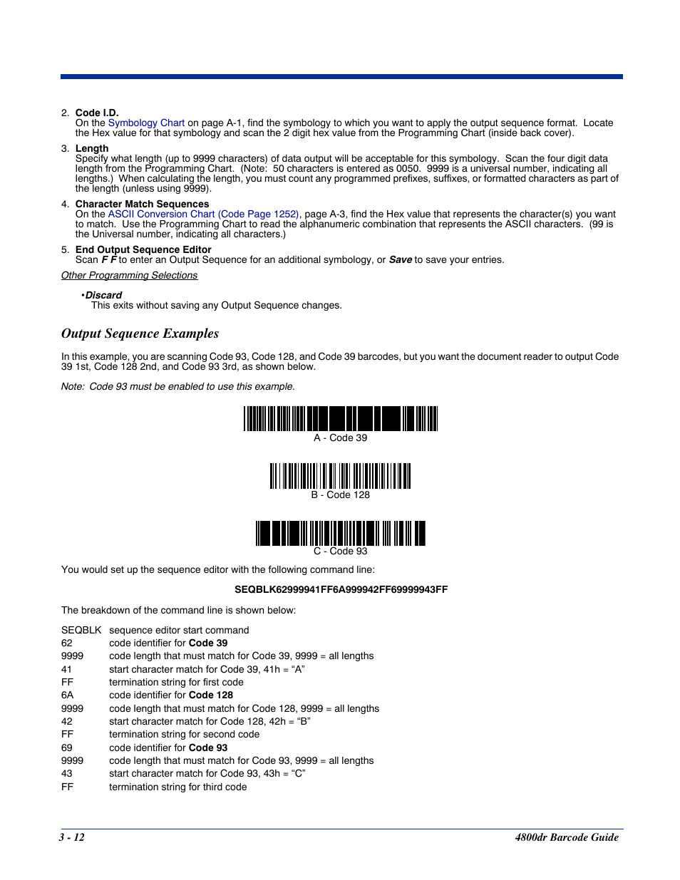 Output sequence examples | HandHeld Entertainment Document Reader 4800dr User Manual | Page 34 / 140