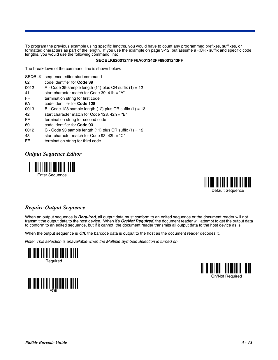 Output sequence editor, Require output sequence, Symbol (see | Output sequence editor require output sequence | HandHeld Entertainment Document Reader 4800dr User Manual | Page 35 / 140