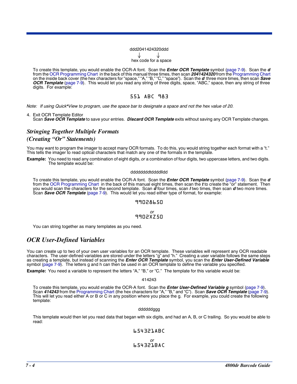 Ocr user-defined variables, Ocr user-defined variables -4 | HandHeld Entertainment Document Reader 4800dr User Manual | Page 90 / 140