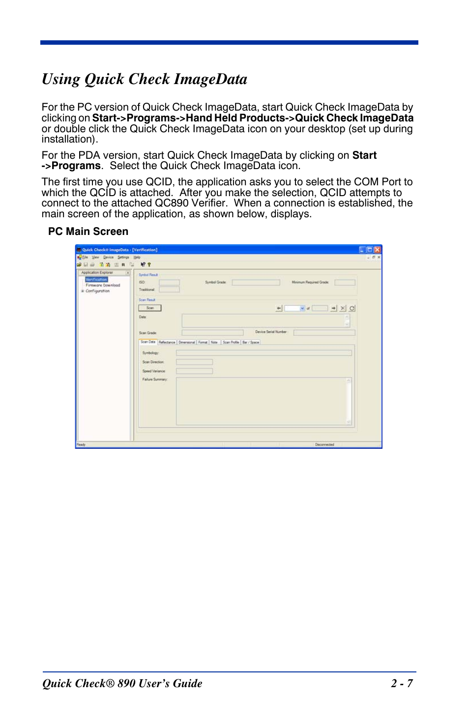 Using quick check imagedata, Using quick check imagedata -7 | HandHeld Entertainment Quick Check ImageData Barcode Verifier Quick Check 890 User Manual | Page 15 / 40