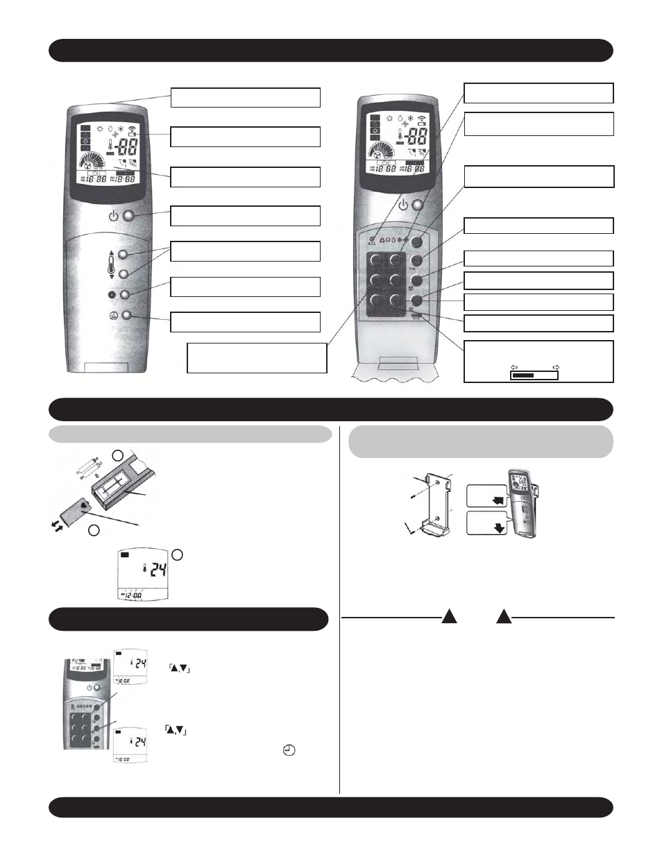 Part name of remote control and key function, Preparation before operation current time entry | Hyundai HACM12DB - HCCM22DB User Manual | Page 4 / 20
