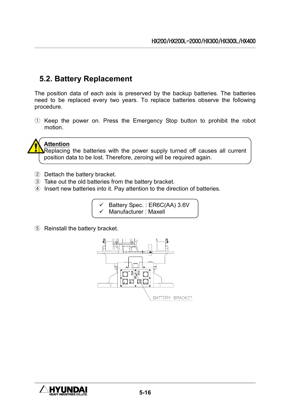 Battery replacement | Hyundai HX300L User Manual | Page 100 / 147