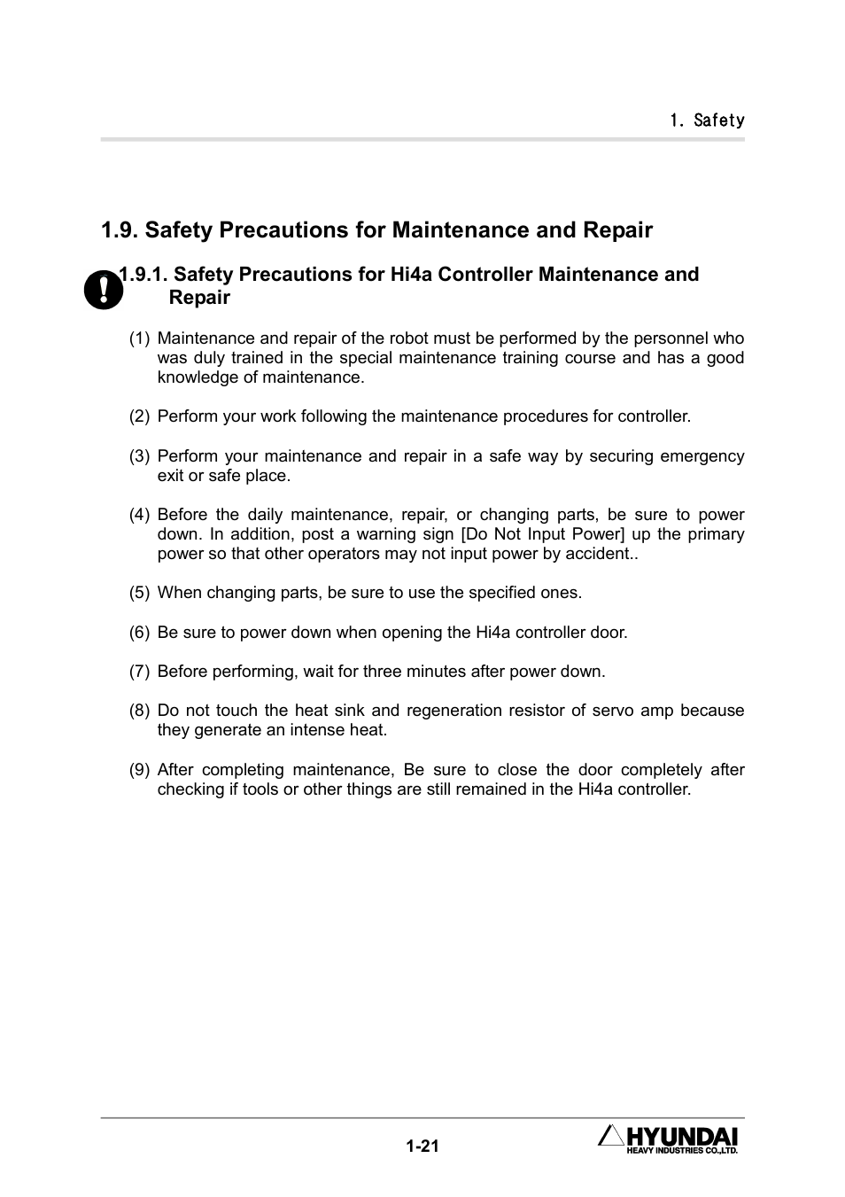 Safety precautions for maintenance and repair | Hyundai HX300L User Manual | Page 29 / 147