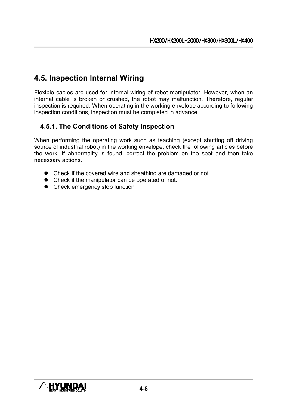 Inspection internal wiring | Hyundai HX300L User Manual | Page 82 / 147