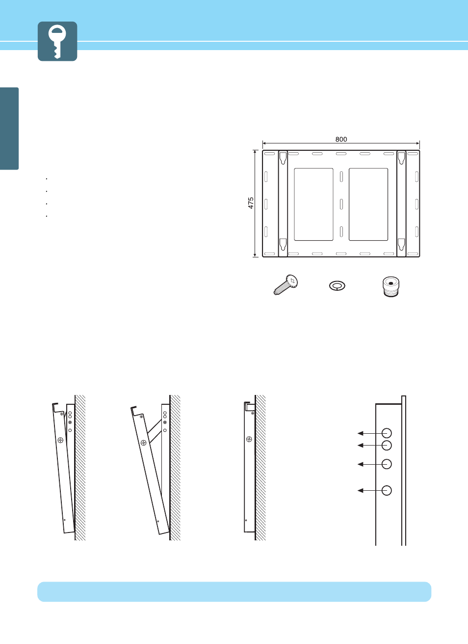 How to install wall hanger support, Caution, Angle adjustment(option) | Parts configuration chart | Hyundai ImageQuest HQP421SR User Manual | Page 22 / 98