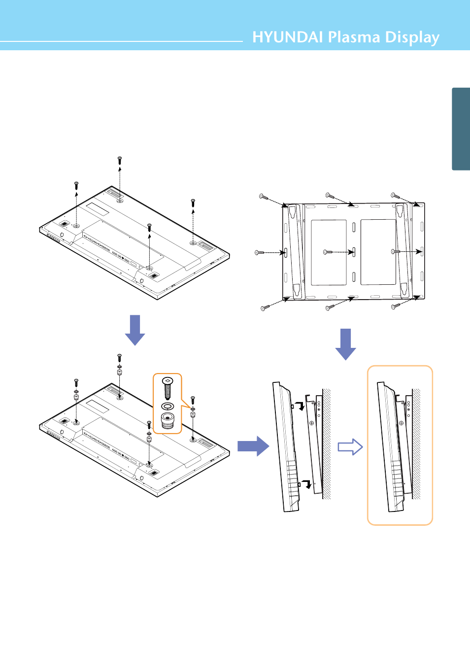 How to install wall mount frame, Hyundai plasma display, Installation method | Hyundai ImageQuest HQP421SR User Manual | Page 23 / 98