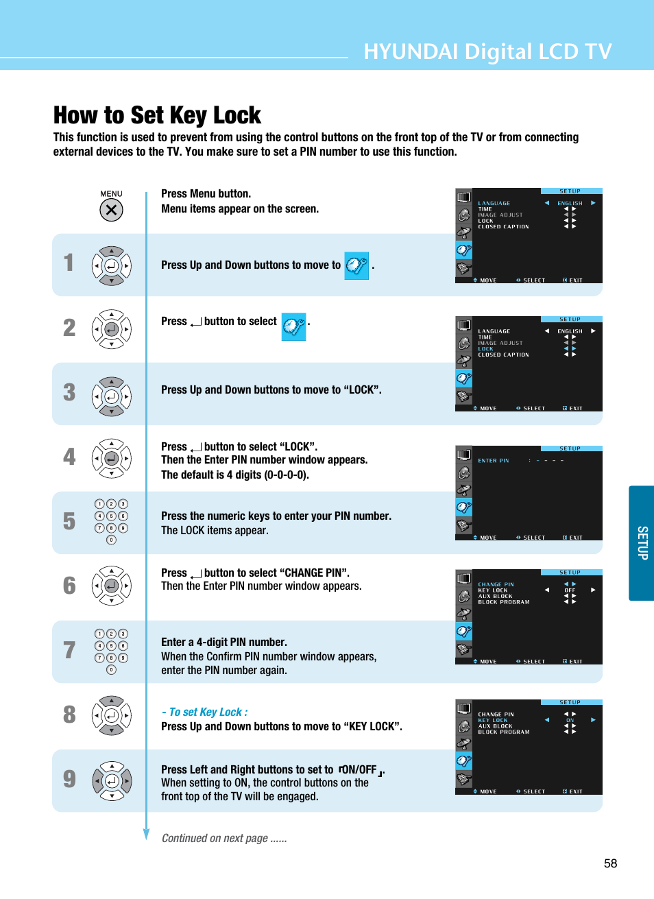 How to set key lock, Hyundai digital lcd tv | Hyundai ImageQuest Q321 User Manual | Page 61 / 87