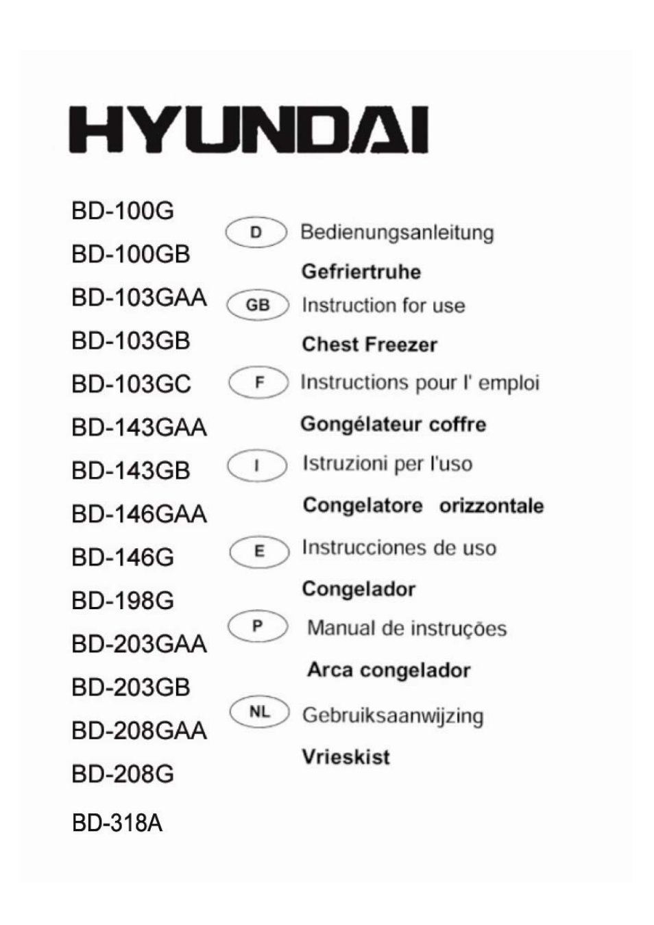 Hyundai BD-203GAA User Manual | 61 pages