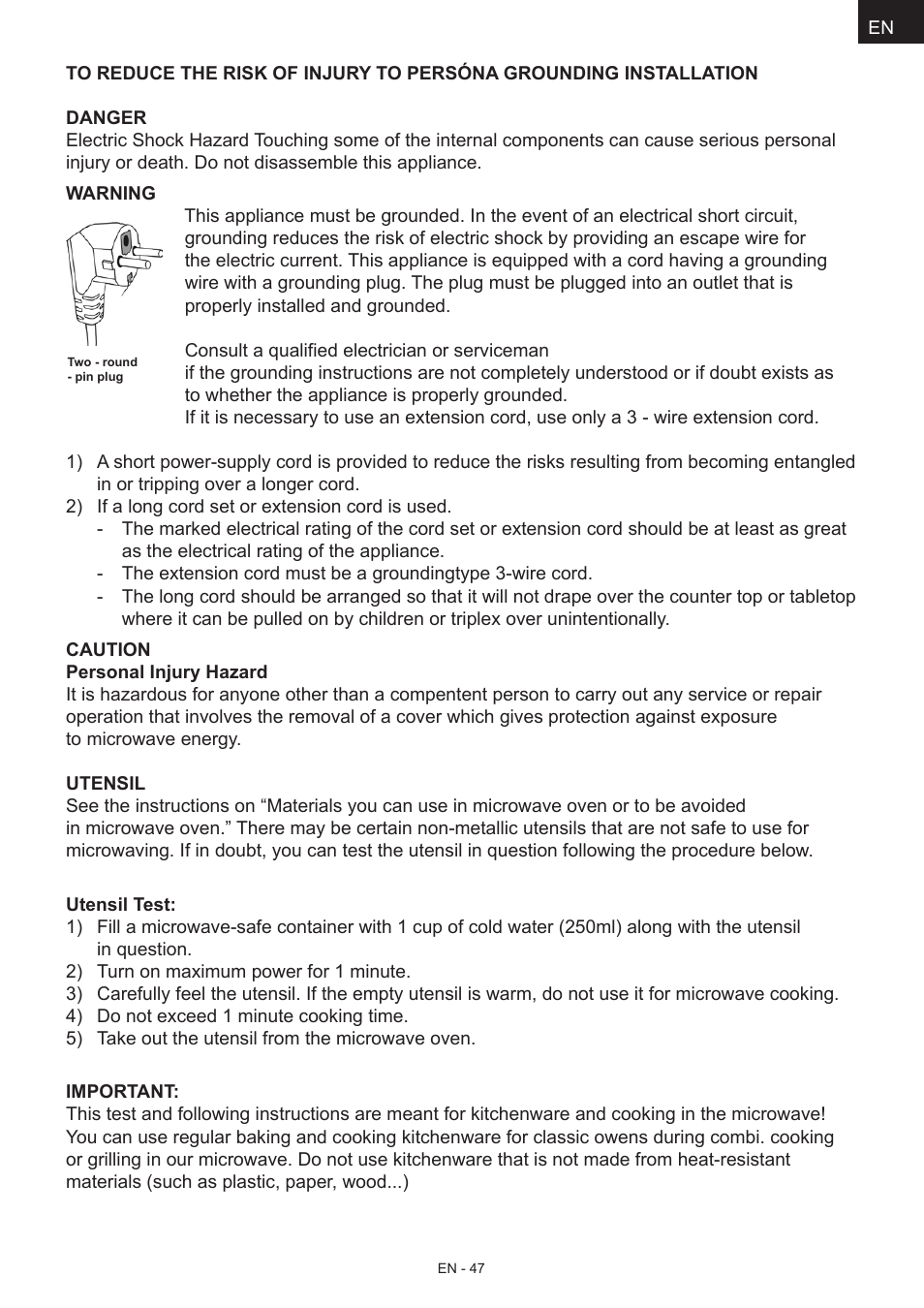 Hyundai MWEGH 281S User Manual | Page 47 / 64