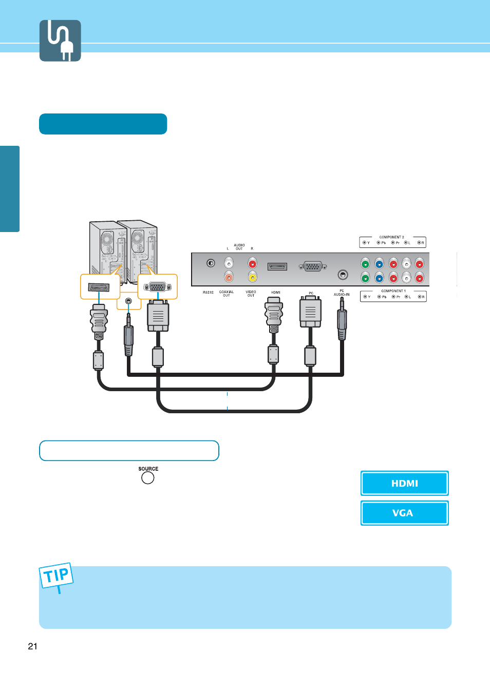 How to connect to a pc, Connection method, When using as a pc monitor | Hyundai E261D User Manual | Page 24 / 69