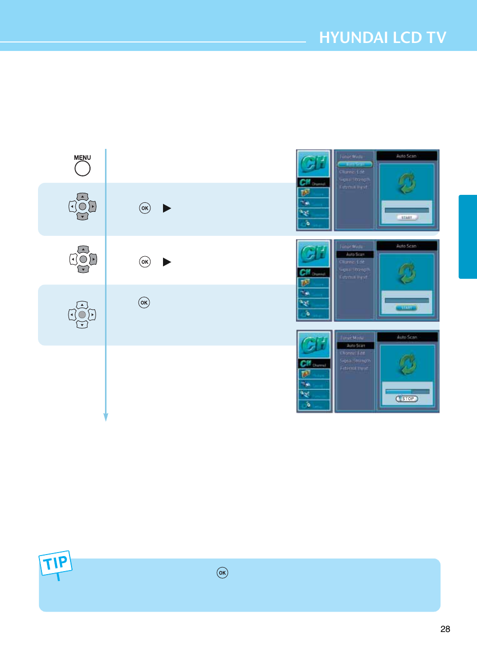 How to store channels automatically, Hyundai lcd tv | Hyundai E261D User Manual | Page 31 / 69