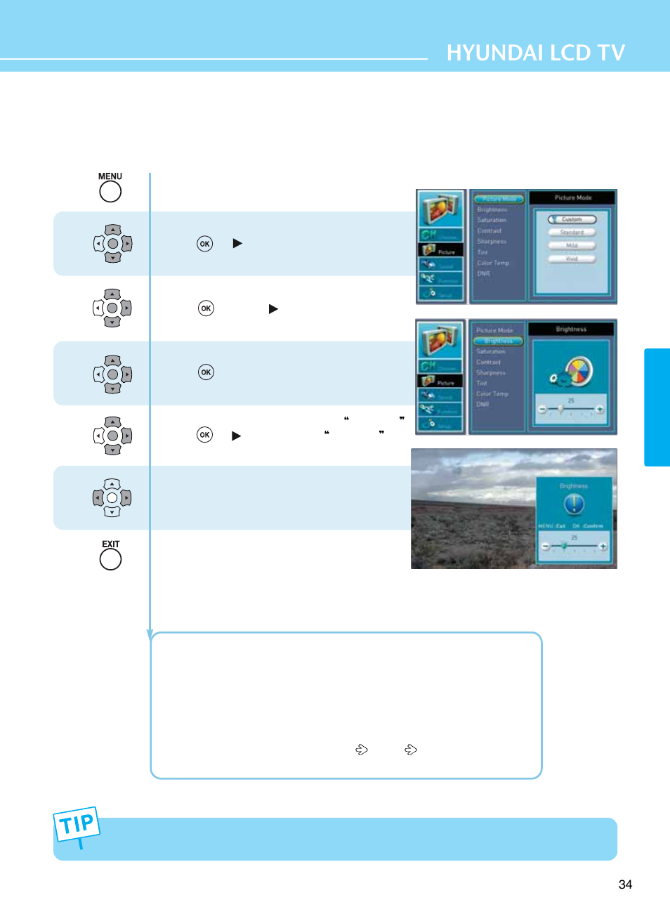 How to set the desired picture, Hyundai lcd tv | Hyundai E261D User Manual | Page 37 / 69