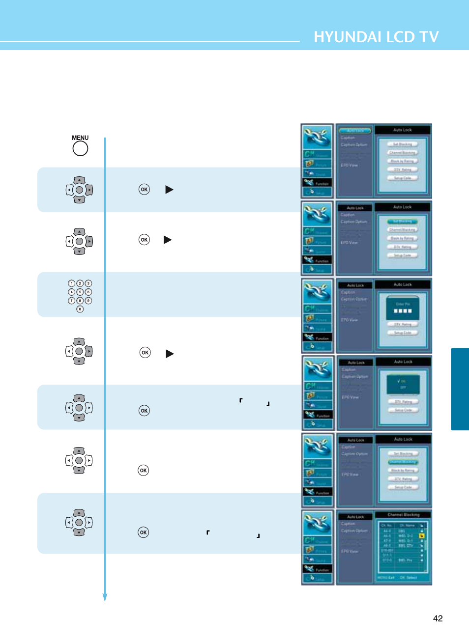 How to set auto lock, Hyundai lcd tv | Hyundai E261D User Manual | Page 45 / 69