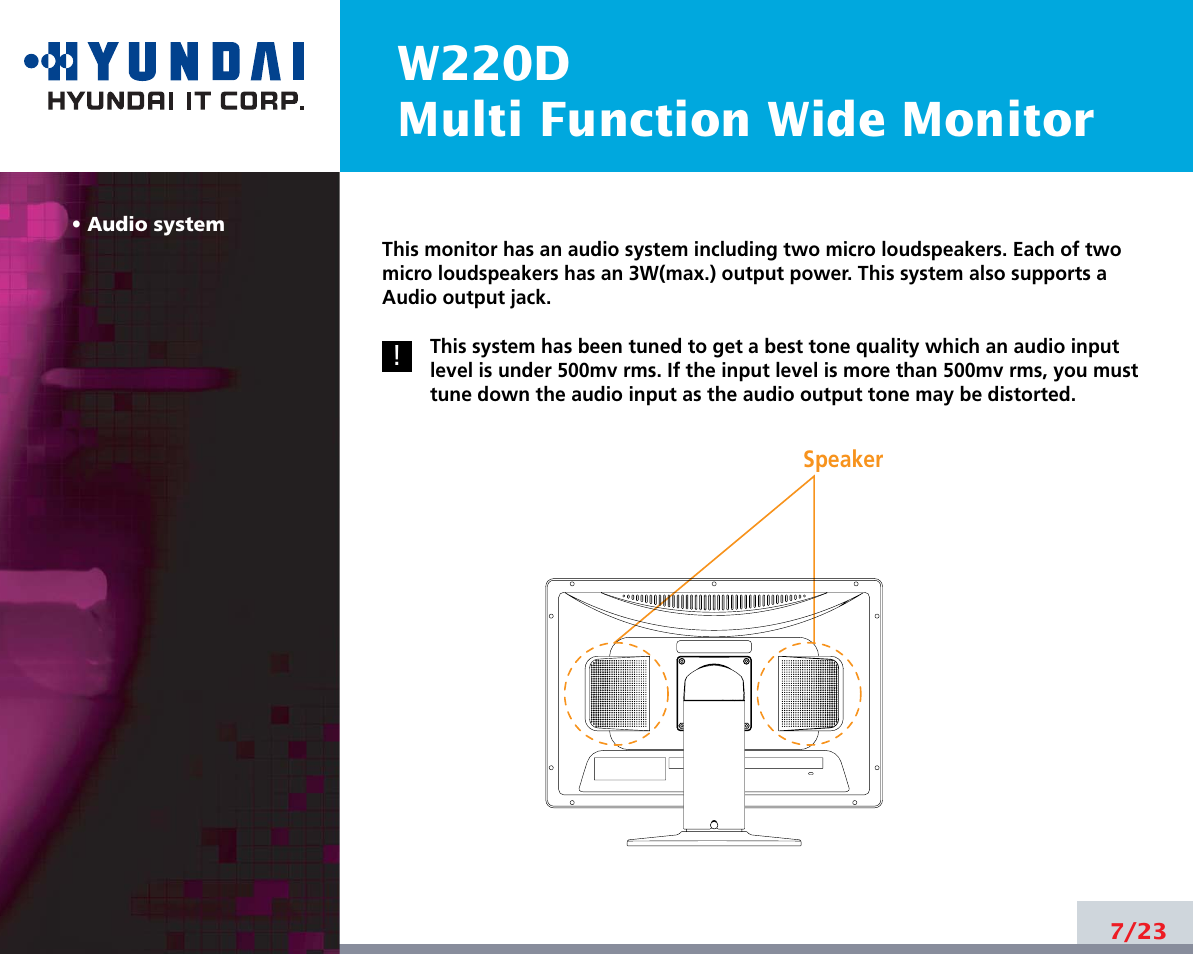 W220d multi function wide monitor | Hyundai W220D User Manual | Page 11 / 26