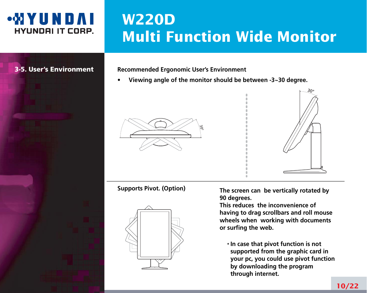 W220d multi function wide monitor | Hyundai W220D User Manual | Page 14 / 26