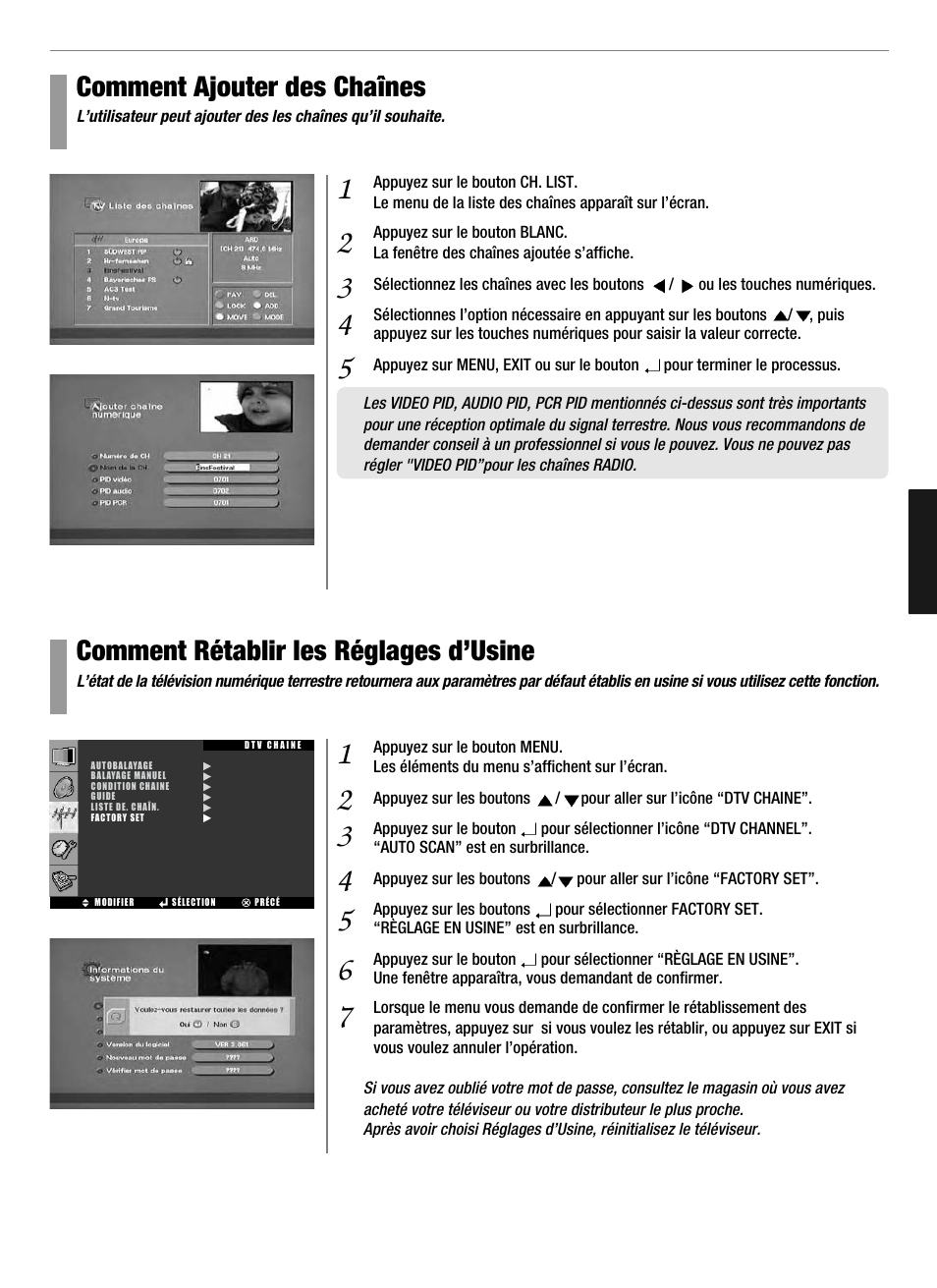 Comment ajouter des chaînes, Comment rétablir les réglages d’usine | Hyundai Q321 User Manual | Page 182 / 326