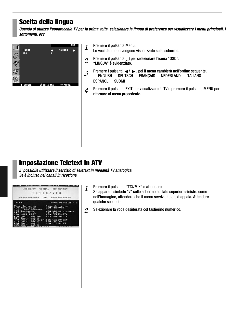 Scelta della lingua, Impostazione teletext in atv | Hyundai Q321 User Manual | Page 233 / 326