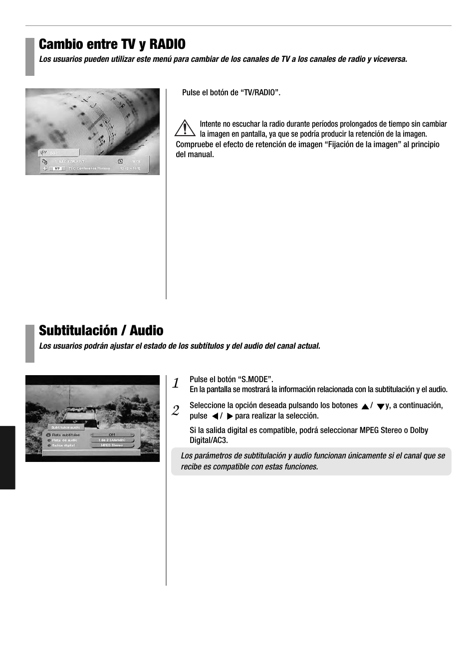 Cambio entre tv y radio, Subtitulación / audio | Hyundai Q321 User Manual | Page 309 / 326