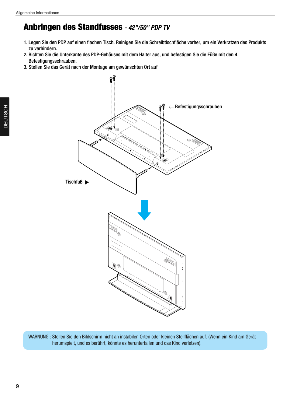 Anbringen des standfusses | Hyundai Q321 User Manual | Page 77 / 326