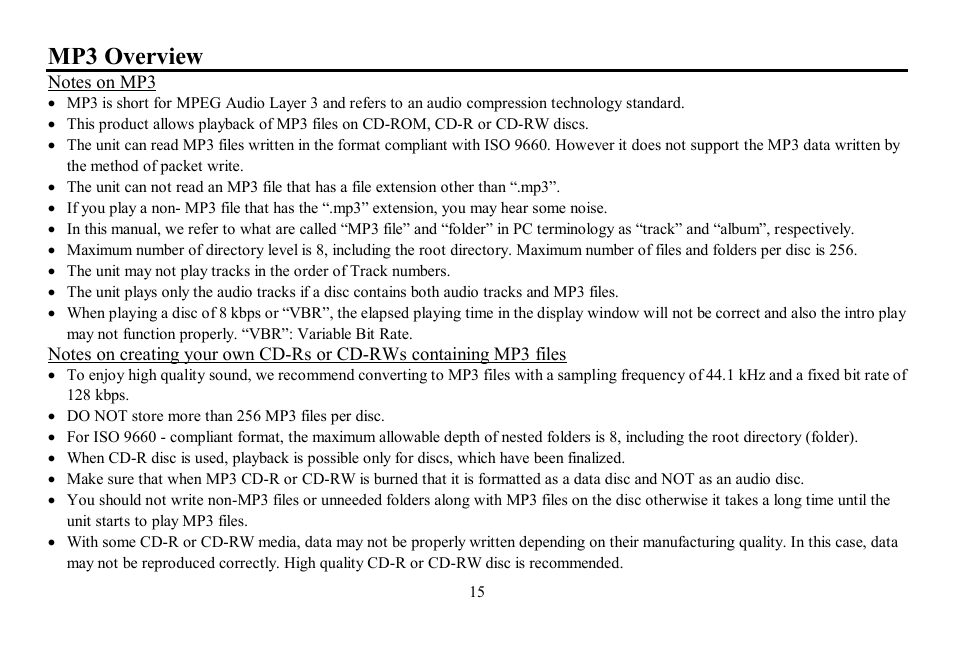 Mp3 overview | Hyundai H-CDM8064 User Manual | Page 15 / 47