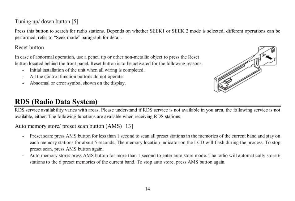 Rds (radio data system) | Hyundai H-CDM8047 User Manual | Page 14 / 54