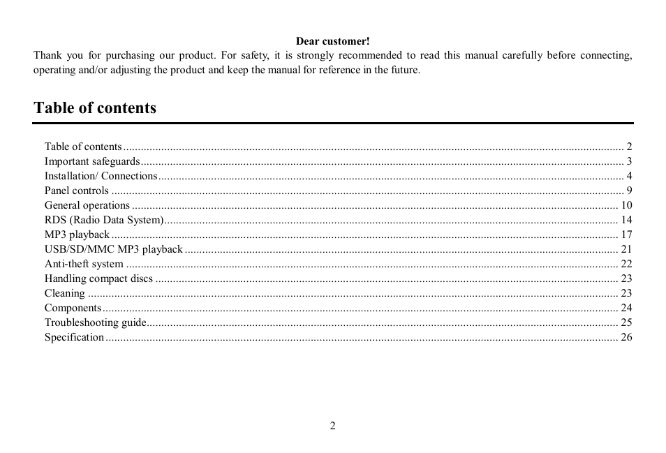 Hyundai H-CDM8047 User Manual | Page 2 / 54