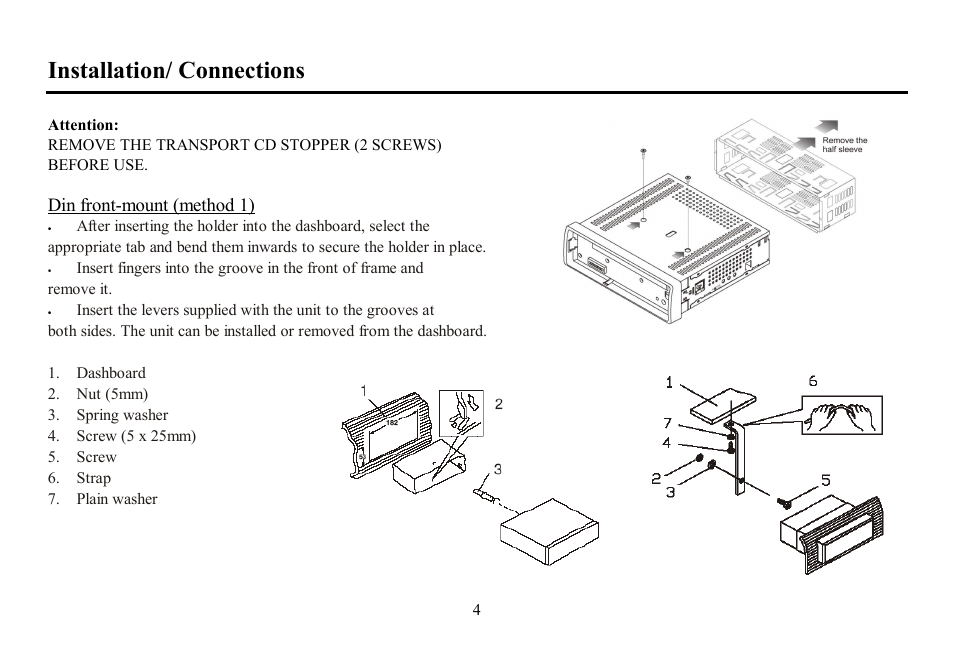 Installation/ connections | Hyundai H-CDM8047 User Manual | Page 4 / 54