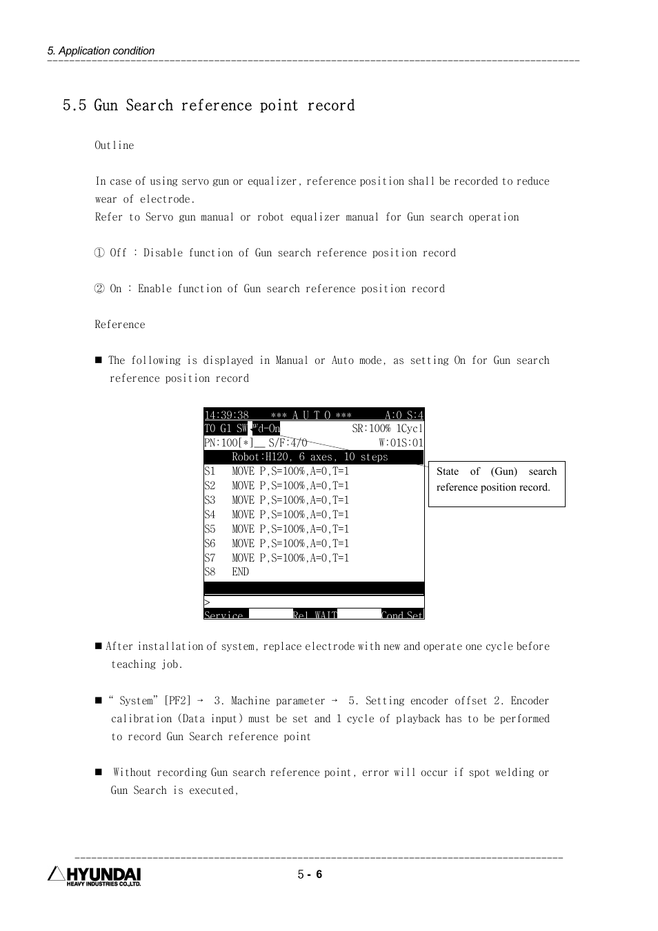 5 gun search reference point record | Hyundai HI4 User Manual | Page 163 / 427