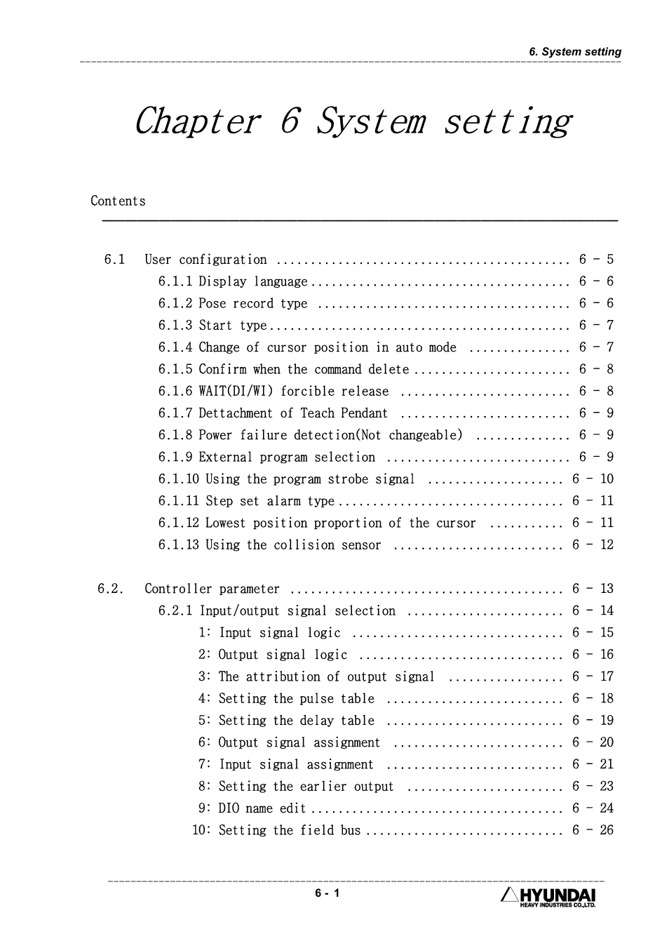 Chapter 6 system setting | Hyundai HI4 User Manual | Page 165 / 427