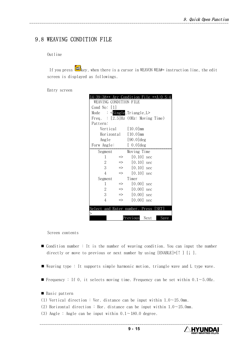 8 weaving condition file | Hyundai HI4 User Manual | Page 351 / 427