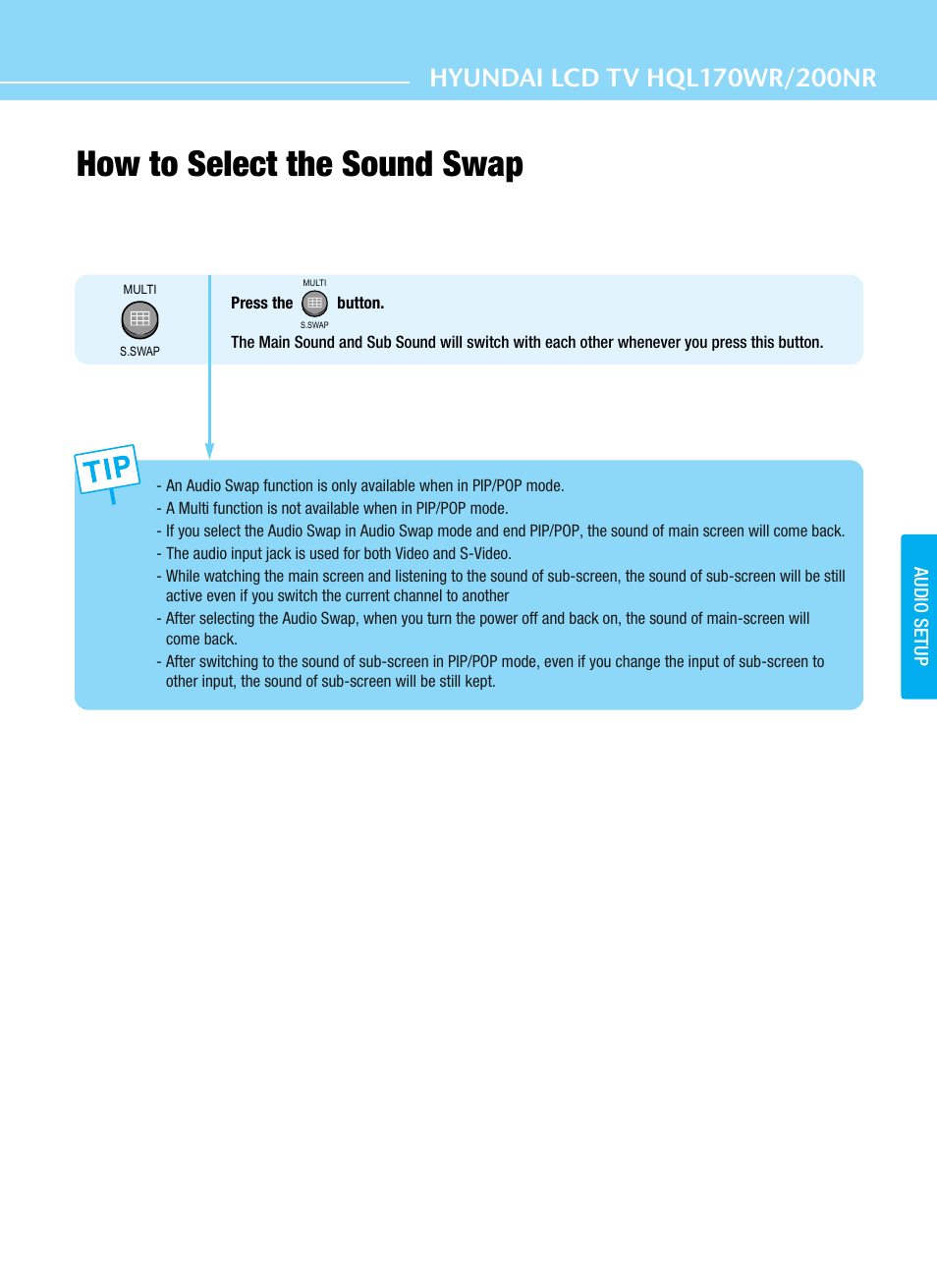 How to select the sound swap | Hyundai ImageQuest HQL200NR User Manual | Page 51 / 83