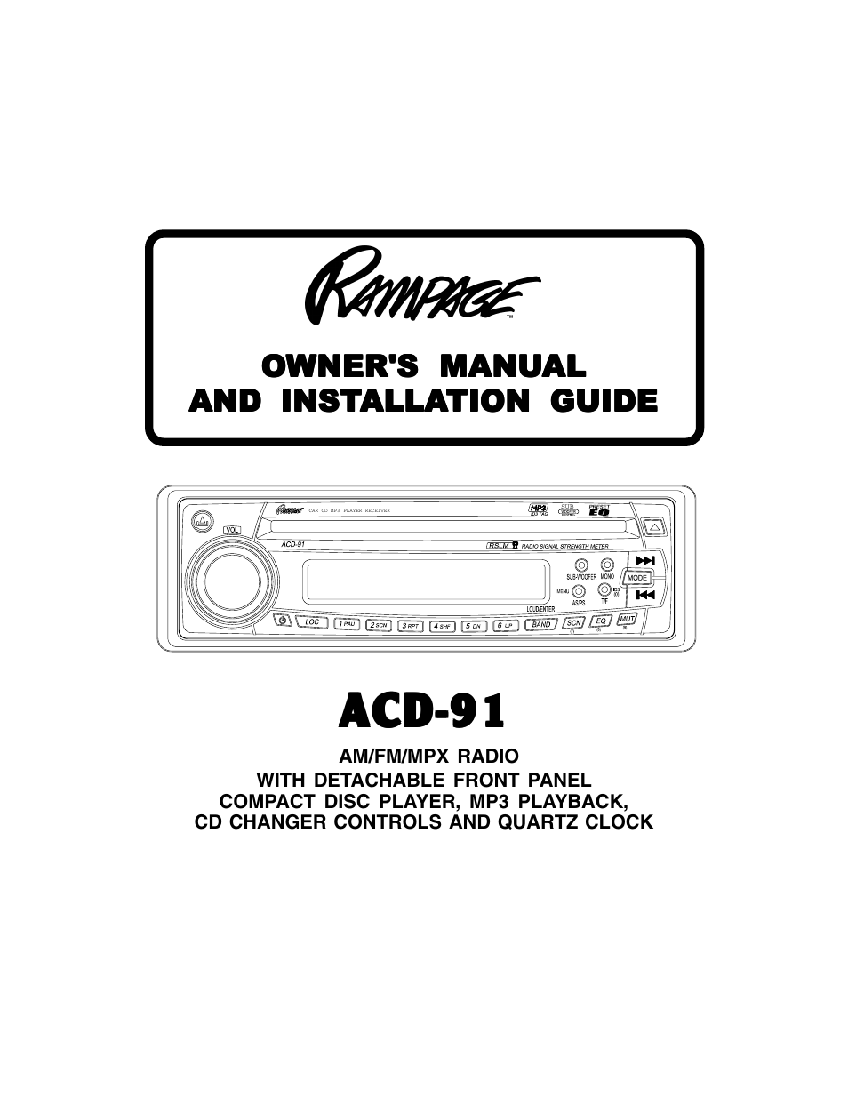 Hyundai AM/FM/MPX Radio ACD-91 User Manual | 24 pages