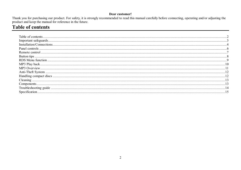 Hyundai H- CDM8053 User Manual | Page 2 / 29