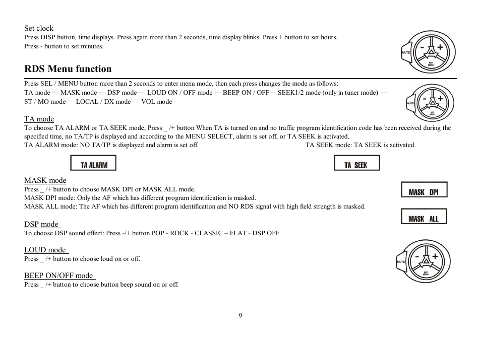 Rds menu function | Hyundai H- CDM8053 User Manual | Page 9 / 29