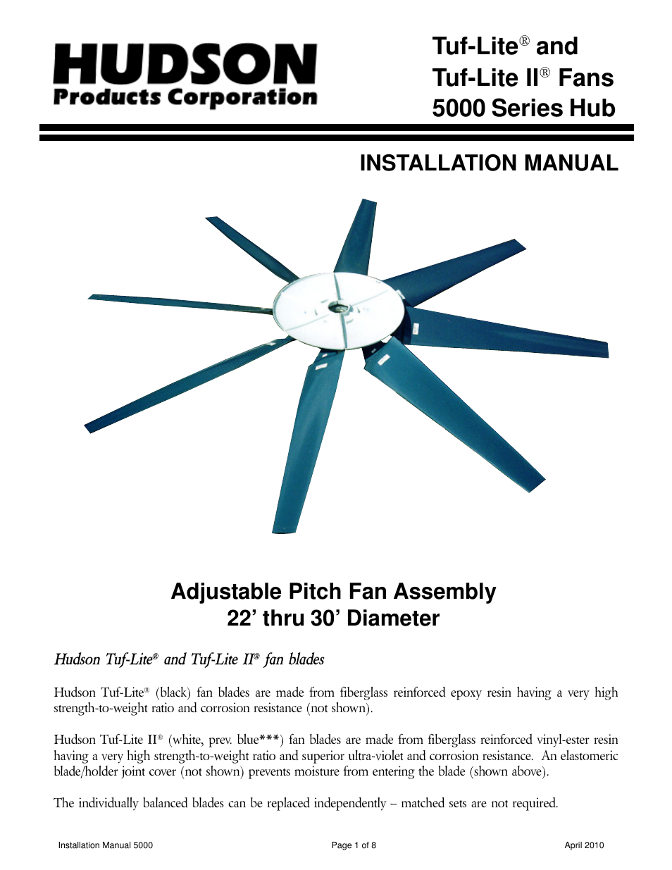 Hudson Sales & Engineering Tuf-Lite 5000 Series User Manual | 8 pages