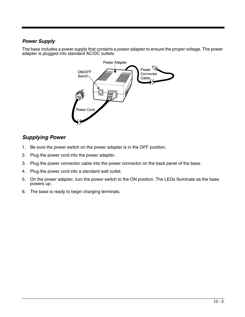 Power supply, Supplying power, Supplying power -3 | Honeywell DOLPHIN 9951 User Manual | Page 135 / 154
