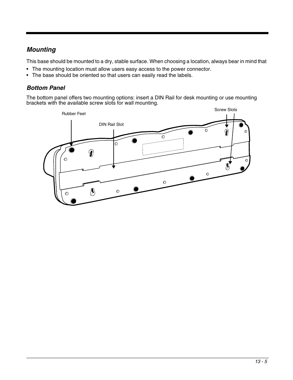 Mounting, Bottom panel, Mounting -5 | Honeywell DOLPHIN 9951 User Manual | Page 137 / 154