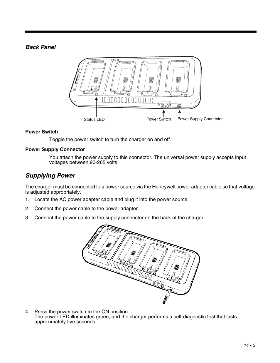 Back panel, Supplying power, Supplying power -3 | Honeywell DOLPHIN 9951 User Manual | Page 143 / 154